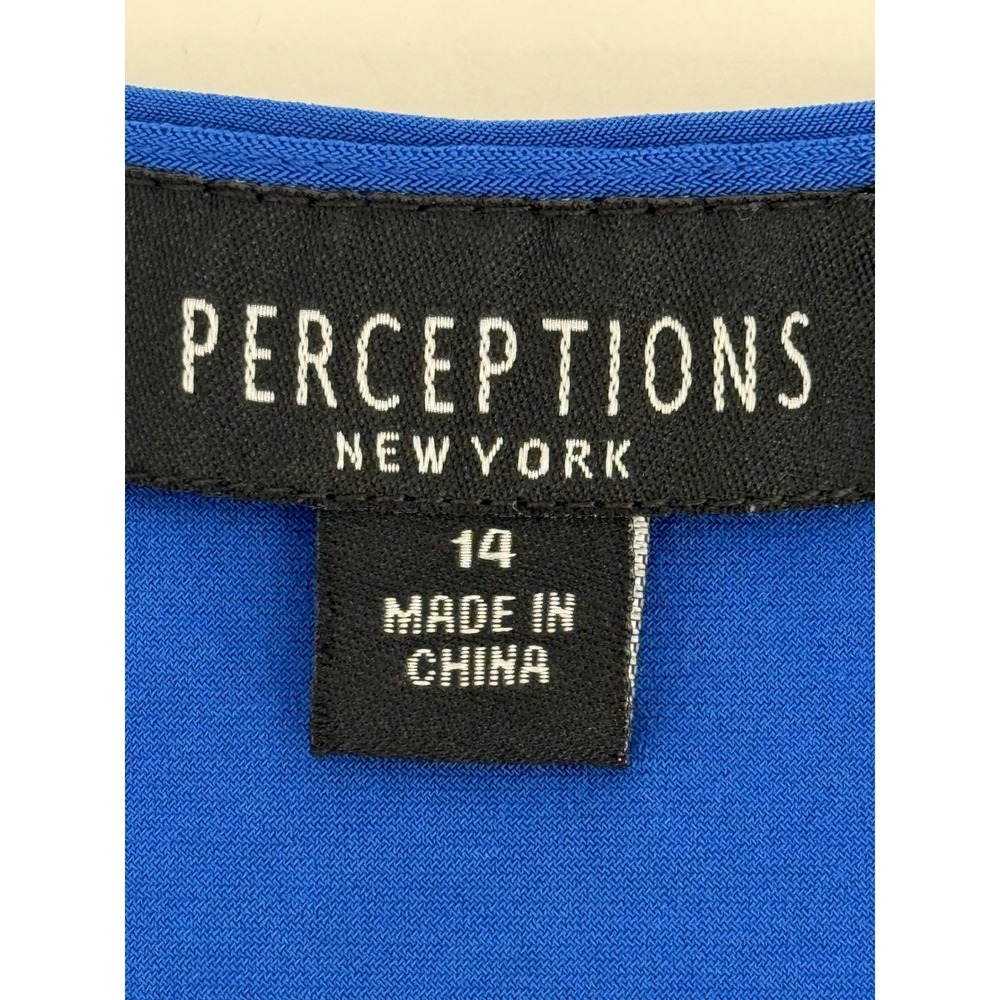 Perceptions New York Blue Open Front Long Sleeve Cropped Cardigan Size 14 - Picture 7 of 7